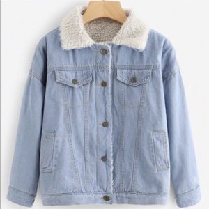 Fur detailed jean jacket